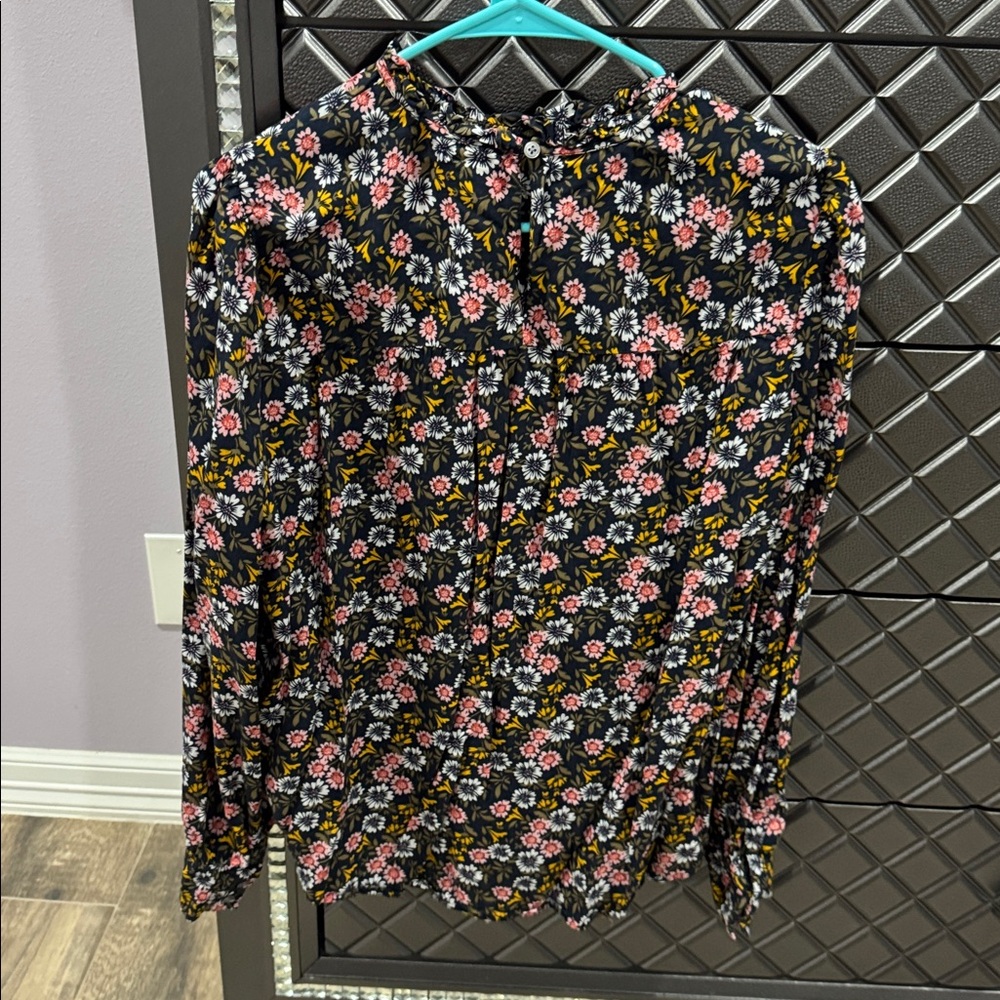 LOFT Dark Floral Top with Pink and Yellow Accents - Picture 6 of 6